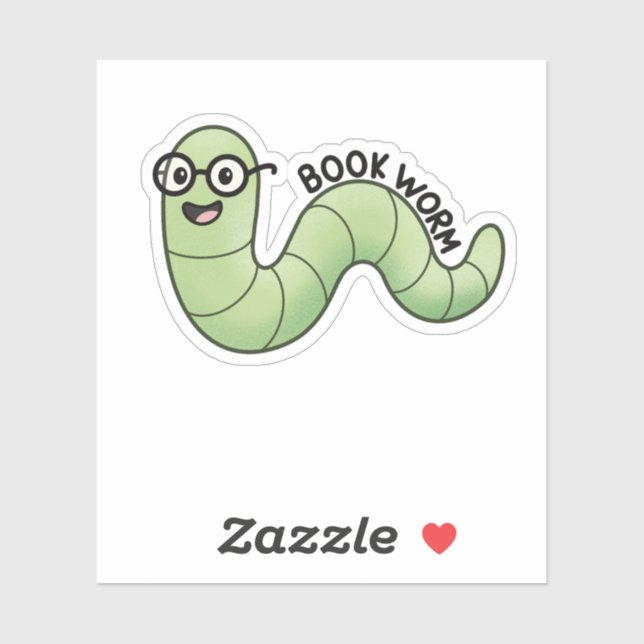 Pegatina Book Worm Cute Bookish Book Lover Worm (Hoja)