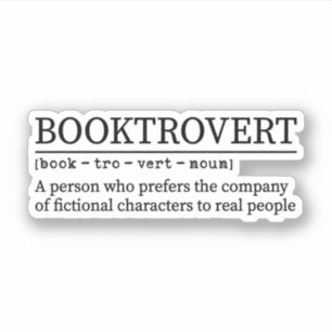 Pegatina Booktrovert Definition, Book Lover, Bookworm