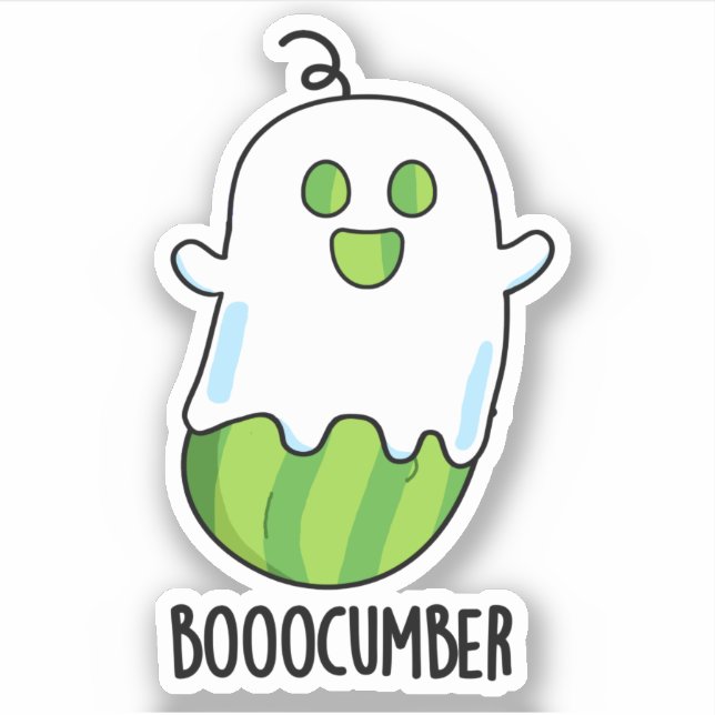 Pegatina Booocumber Funny Ghost Cucumber Pun (Anverso)