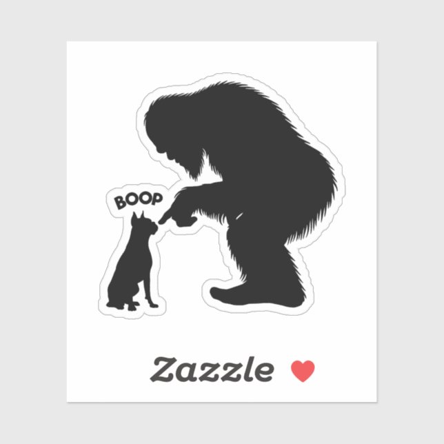 Pegatina Boop bigfoot Sasquatch Boxer (Hoja)
