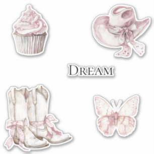 Pegatina Boots de lechona blanca rosada