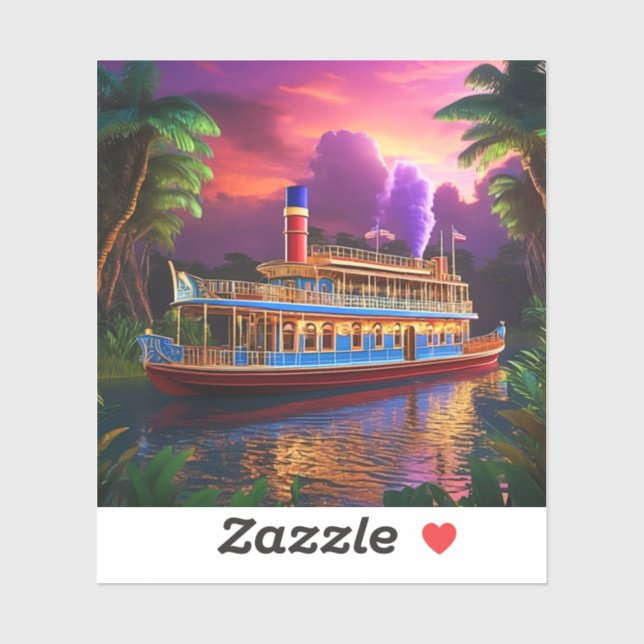 Pegatina Bootsfahrt auf dem Amazonas (Hoja)