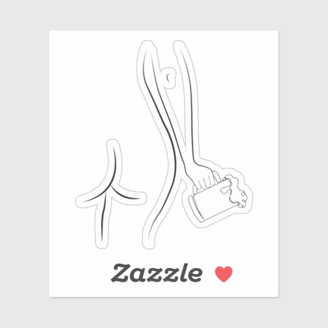 Pegatina Booty y cerveza en punto (Hoja)