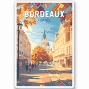 Pegatina Bordeaux France Viñage Viaje Arte Vintage