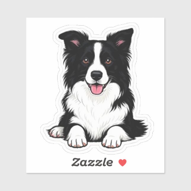 Pegatina Border Collie mintiendo (Hoja)