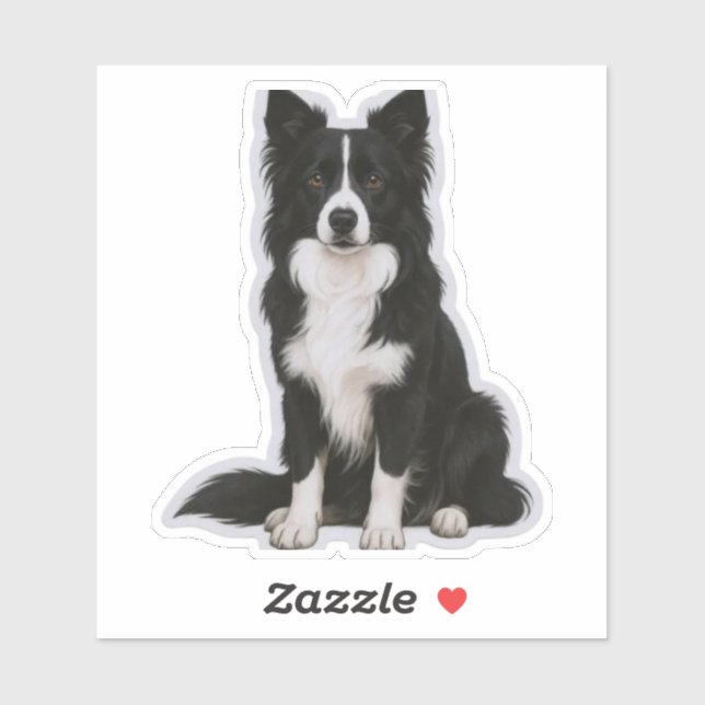 Pegatina Border Collie sentado (Hoja)