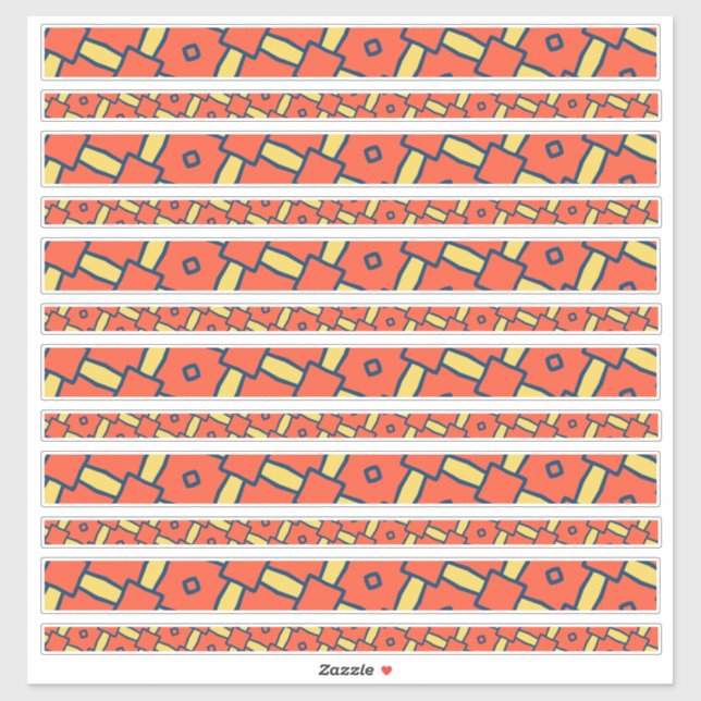 Pegatina Bordes de cuadernillo geométrico naranja (Hoja)