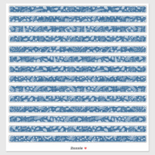 Pegatina Bordes Florales Boho Clásicos Azules