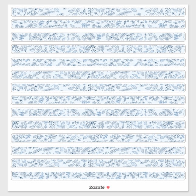 Pegatina Bordes florales bonitos en azules boho (Hoja)