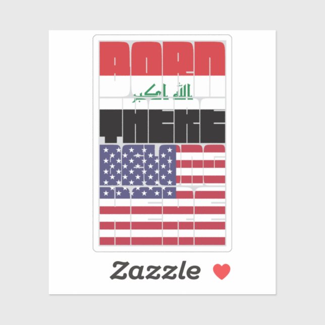 Pegatina Born Iraq Belong American (Hoja)