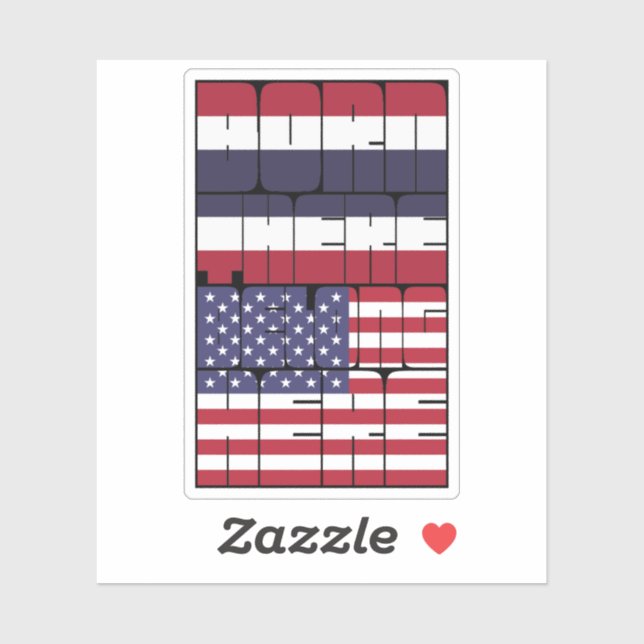 Pegatina Born Thailand Belong American (Hoja)