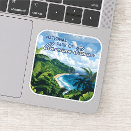 Pegatina Bosque pluvial de la playa de Samoa Americana