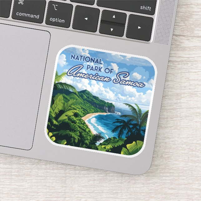 Pegatina Bosque pluvial de la playa de Samoa Americana (Detalle)