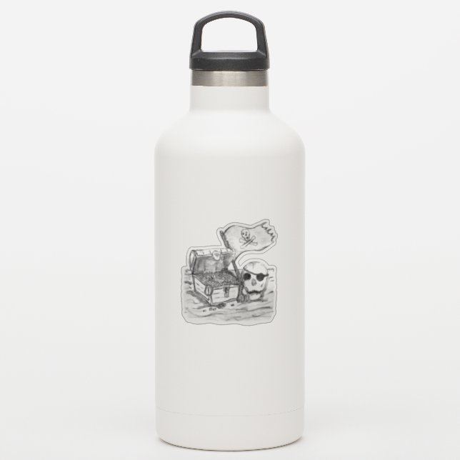 Pegatina Bosquejo de escena del tesoro pirata (Botella de agua)