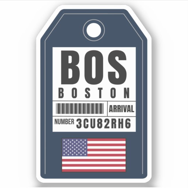 Pegatina Boston Boarding Pass - Massachusetts BOS (Anverso)