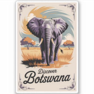 Pegatina Bostwana Elephant Ilustracion Viaje de arte