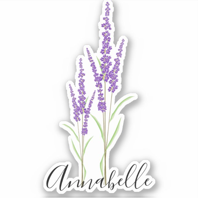 Pegatina Botánica de lavanda encantadora | Corte de Persona (Anverso)