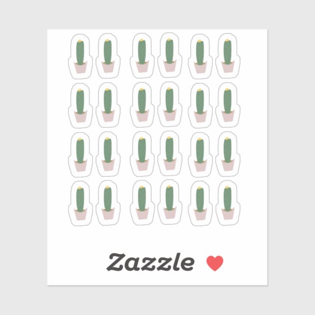 Pegatina botánica en maceta de cactus alto Cacti d (Hoja)