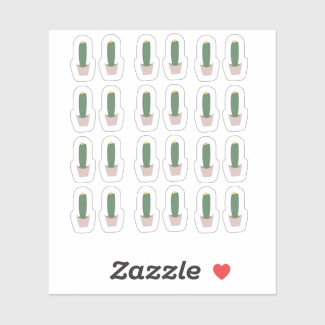 Pegatina botánica en maceta de cactus alto, cactus (Hoja)