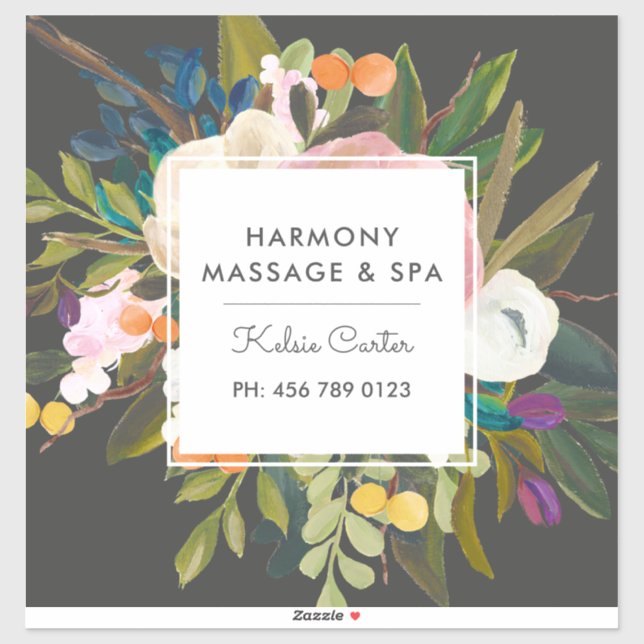 Pegatina Botánico Bliss Moderno Elegante Floral | Negro (Hoja)