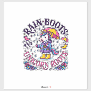 Pegatina Botas de lluvia de unicornio y camiseta comercial 