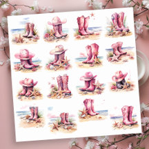 Botas de vaquera rosadas en una playa