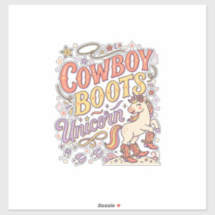 Pegatina Botas de vaquero Unicornio Unicornio Caprichoso Za