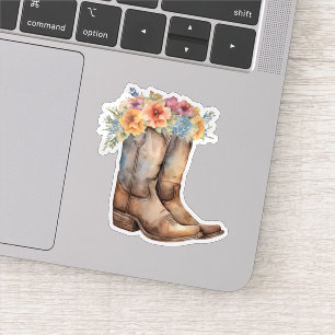 Pegatina Botas de Vaquero y Flores