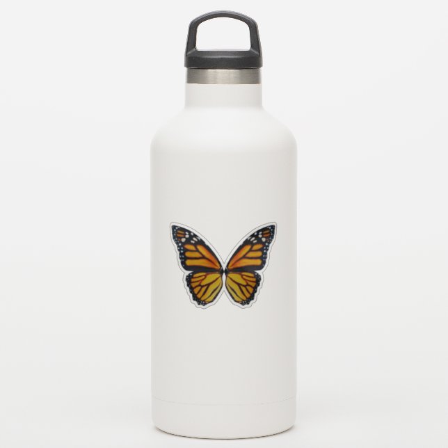 Pegatina Botella de agua de alas de mariposa monarca (Botella de agua)