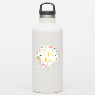 Pegatina Botella de agua sagrada floral