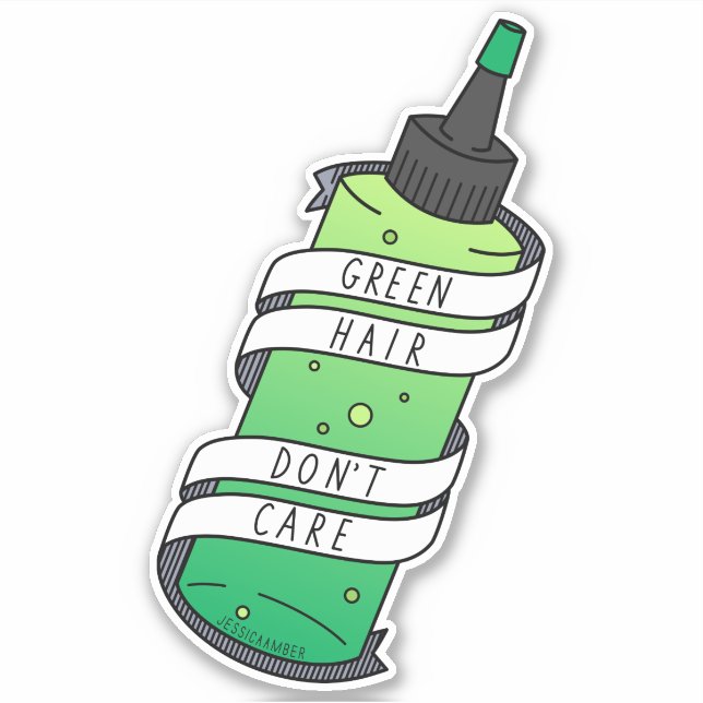 Pegatina Botella de tinte de pelo verde Funny Personalizado (Anverso)