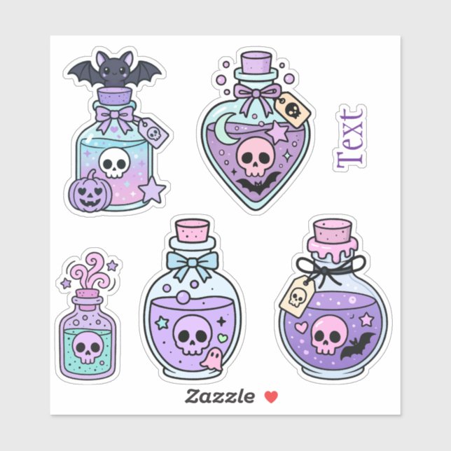Pegatina Botellas personalizadas de poción bruja (Hoja)