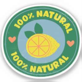 Pegatina Botón de símbolo de limón natural 100%