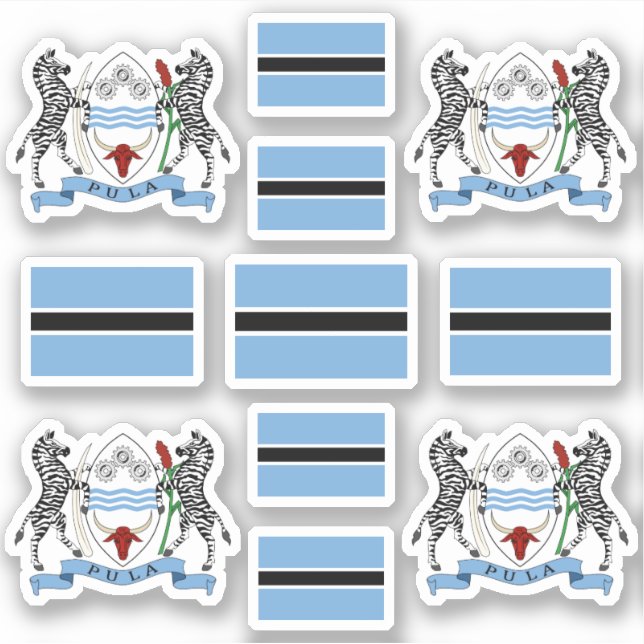Pegatina Botswana - national symbols /Coat of arms and flag (Anverso)