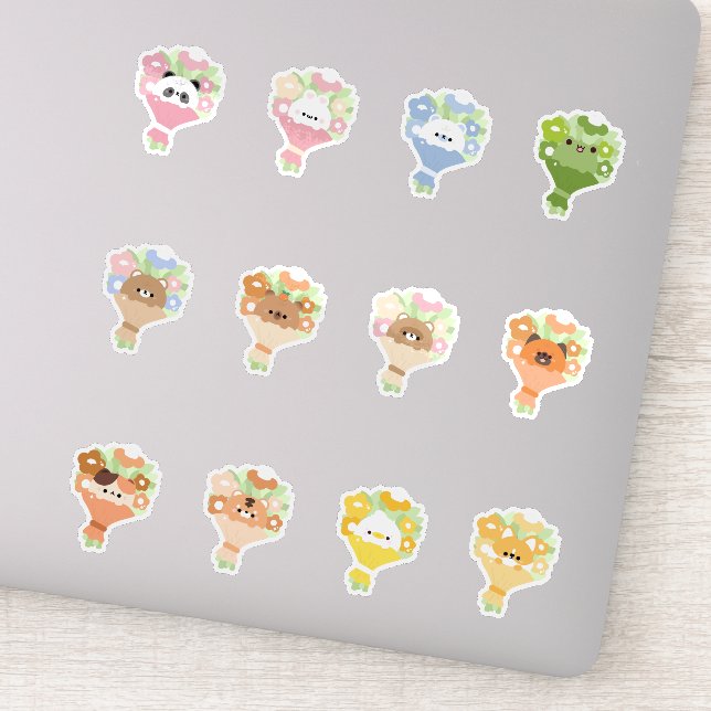 Pegatina Bouquet de flores de animales (Detalle)