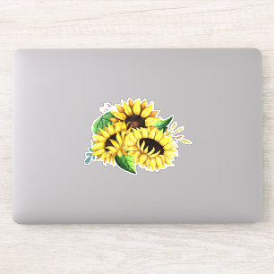 Pegatina Bouquet de girasol amarillo en acuarela