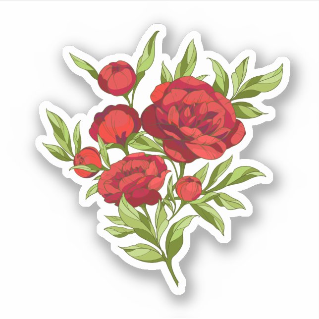 Pegatina Bouquet de peonías rojas (Anverso)