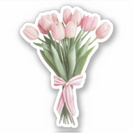 Pegatina Bouquet de tulipanes rosados