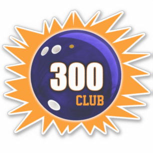 Pegatina Bowling 300 Club, Blue Bowling Ball y Vinyl Naranj