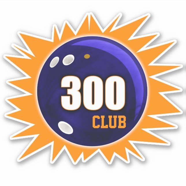 Pegatina Bowling 300 Club, Blue Bowling Ball y Vinyl Naranj (Anverso)