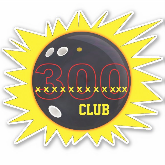Pegatina Bowling 300 Club, Bowling Ball Graphics, Vinyl (Anverso)
