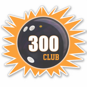 Pegatina Bowling 300 Club, Bowling Ball & Naranja, Vinyl