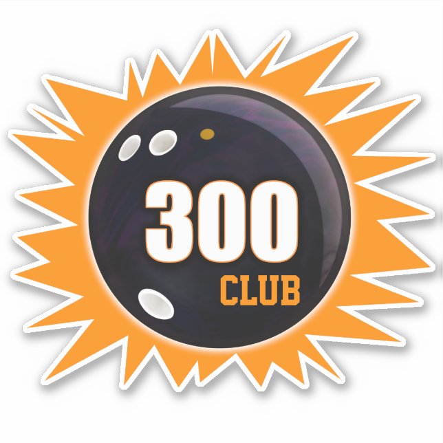Pegatina Bowling 300 Club, Bowling Ball & Naranja, Vinyl (Anverso)