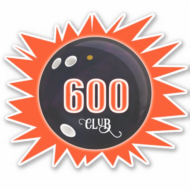 Pegatina Bowling 600 Club, bolera con rojo, vinil (Anverso)