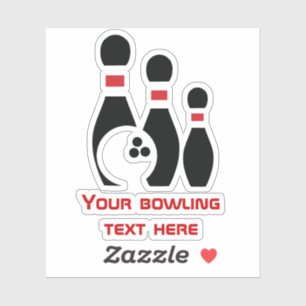 Pegatina Bowling ball and pins red and black custom