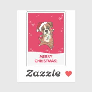 Pegatina Boxer Dog Navidades Nieve Animales De Invierno Per