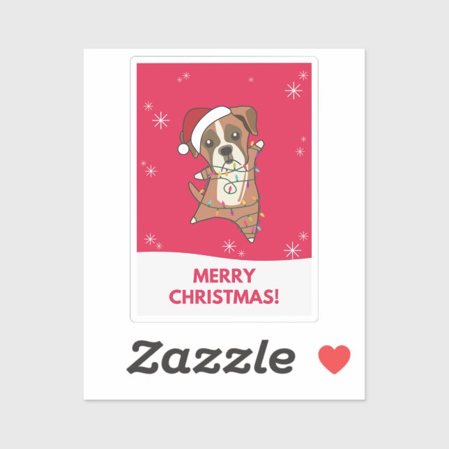 Pegatina Boxer Dog Navidades Nieve Animales De Invierno Per (Hoja)