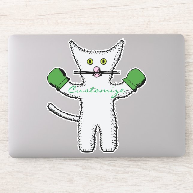 Pegatina Boxing Kitten con Mittens_Cove (Ordenador)