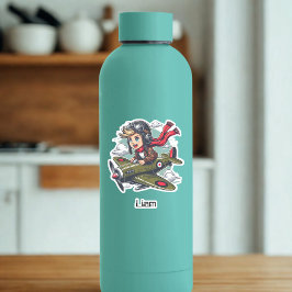 Pegatina Boy Flying Airplane Clouds Fun Kids Personalized