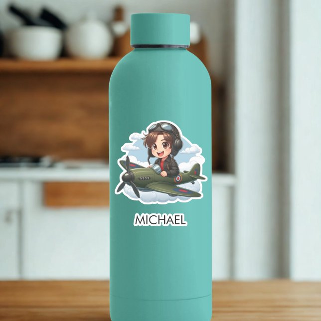 Pegatina Boy Flying Airplane Cute Kids Personalized (Subido por el creador)